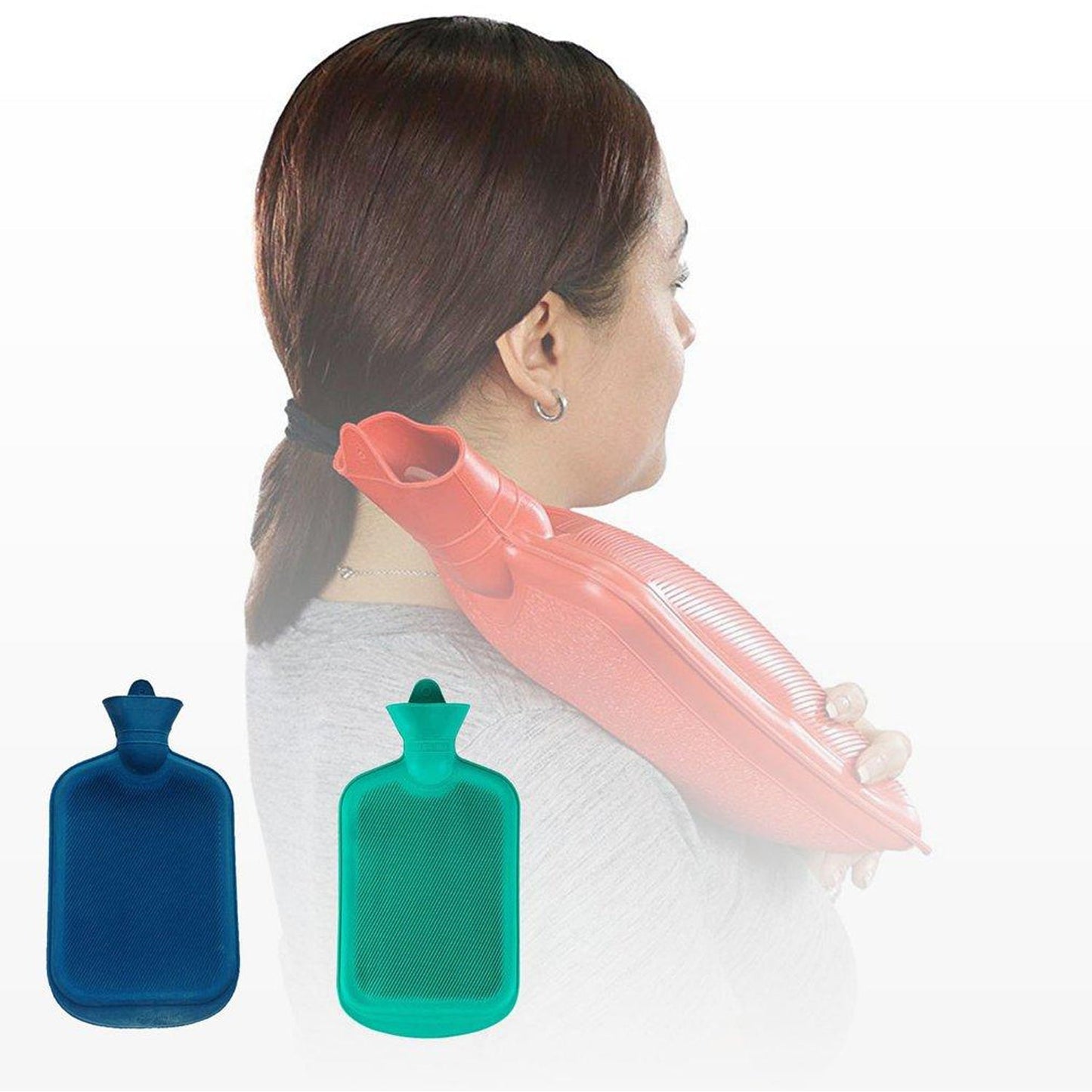 Close-up of the rubber hot water bag with cap attached