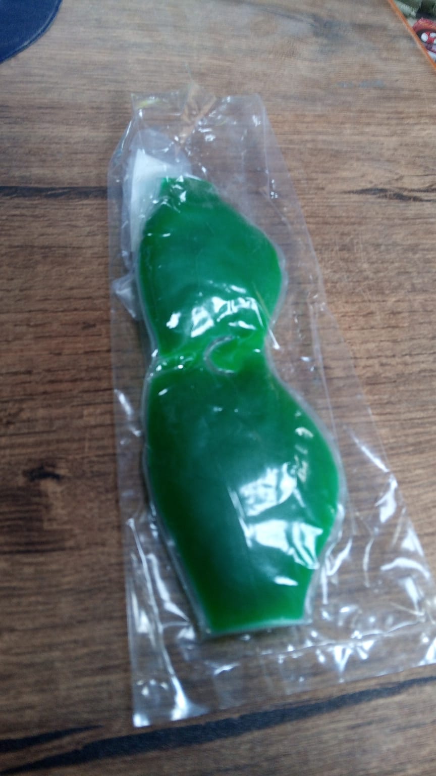 Close-up of the gel eye mask, showcasing its soft, skin-friendly matte finish.