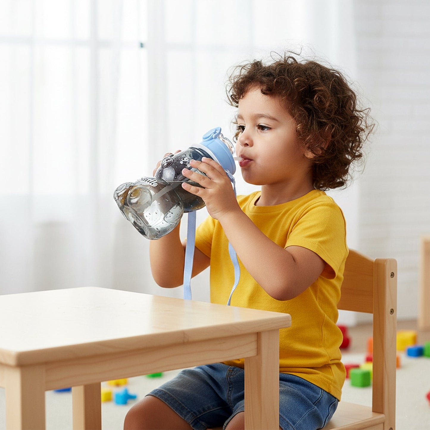 Safe and lightweight cartoon bear shaped water bottle for kids