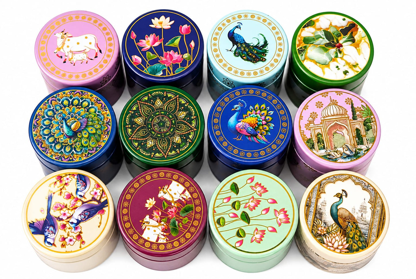 Premium Printed Stainless Steel Storage Tin – Decorative Multipurpose Container ( 6pc )