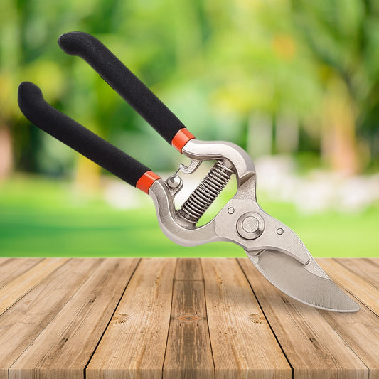 Close-up of 8-inch Garden Shears showing sharp bypass blades and ergonomic handle.