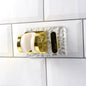 Wall mounted broom and mop holder with strong grip clips for space saving cleaning tool organization