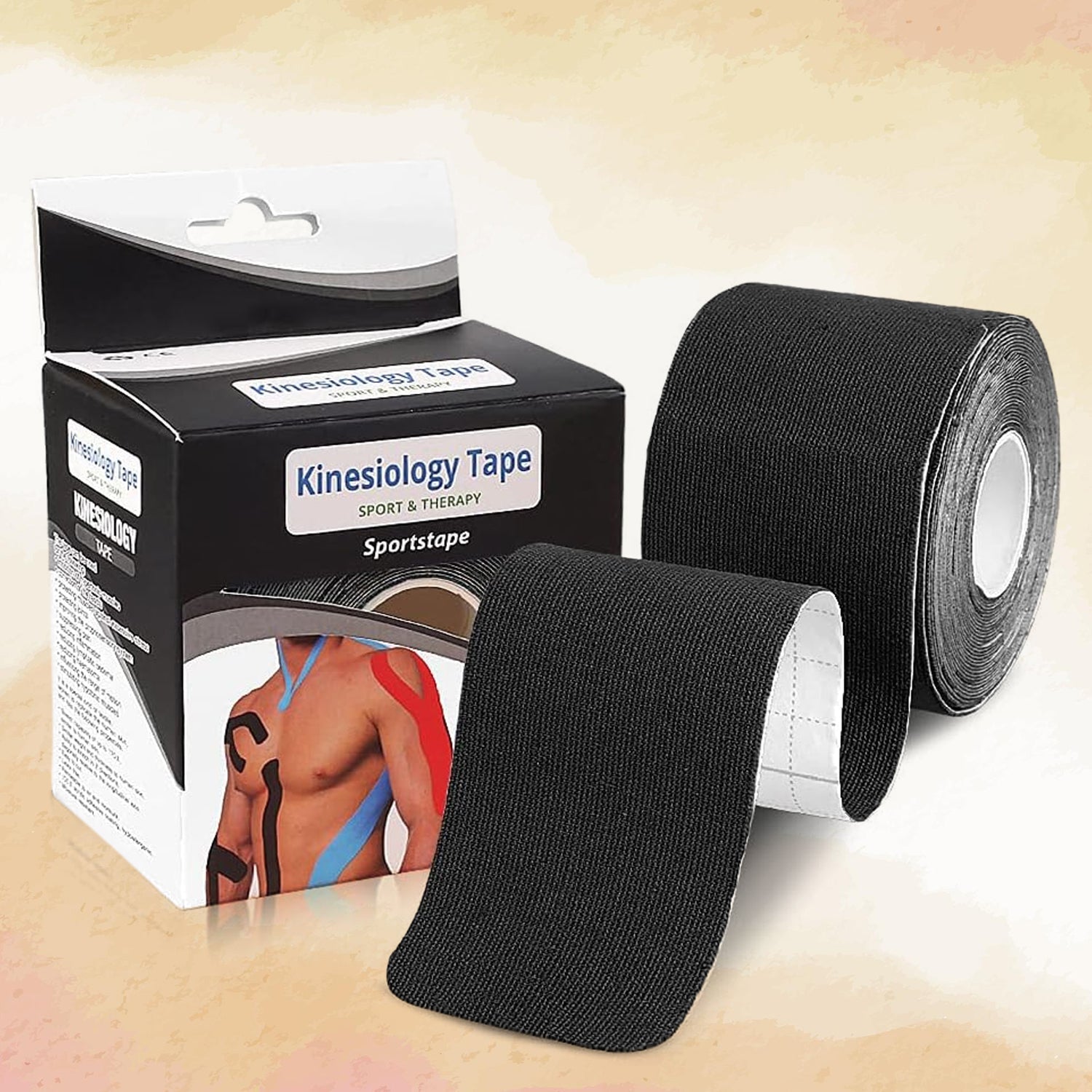 A single roll of FitFuzion Kinesiology Tape, 5cm x 5m, for muscle support.