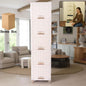 Multi-purpose 5-layer plastic storage drawer cabinet in white with ribbed texture