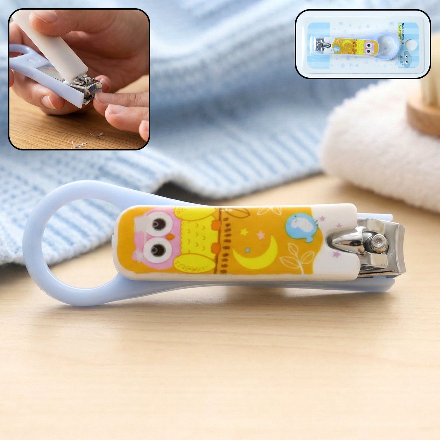 Cute cartoon owl baby nail clipper with safety grip for infants