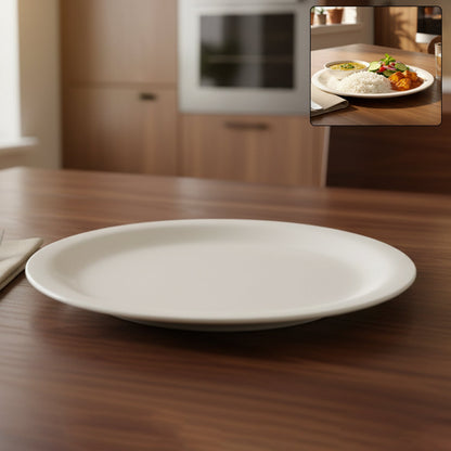 28cm round dinner plate with glossy white finish, perfect for serving meals
