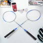 Badminton set with two metal rackets and clear carrying case