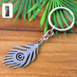 Peacock feather stainless steel keychain with metallic finish