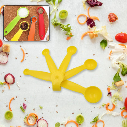 Set of 5 durable plastic measuring spoons for precise baking.