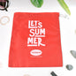 Multipurpose drawstring bag in red on a clean white background.