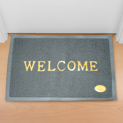 A stylish Welcome Door Mat in a neutral tone, designed for Indian home entrances.