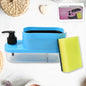 3-in-1 Soap Dispenser with sponge holder neatly placed on a modern kitchen sink.