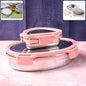 Pink Stainless Steel Lunch Box Set with Leakproof Lids for Office Meals