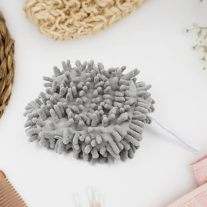 Close-up of the ultra-soft microfiber texture of the hanging hand towel.