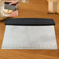 Stainless steel dough scraper blade with clear measurement scale etched