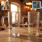 Transparent plastic mug with handle, ideal for milkshakes and cold drinks