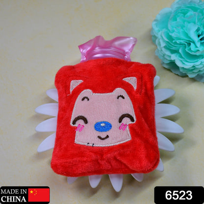 Cute pink cat hot water bag, perfect for neck and shoulder pain relief.