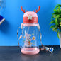 Kids cartoon water bottle with playful star cap and antler design