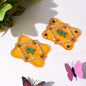 Close-up of Shubh Labh wall hanging set featuring glitter and stone embellishments