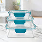Airtight plastic lunch box set with secure locking lids shown from front