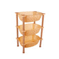 Organivo 3-tier plastic storage rack organizer in a kitchen, holding fruits and vegetables.