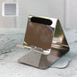 Universal stainless steel mobile and tablet stand holder front view with stable triangular design