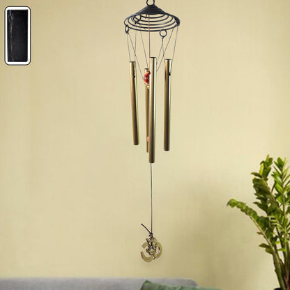 Dragonfly outdoor wind chime with vibrant colours in garden setting