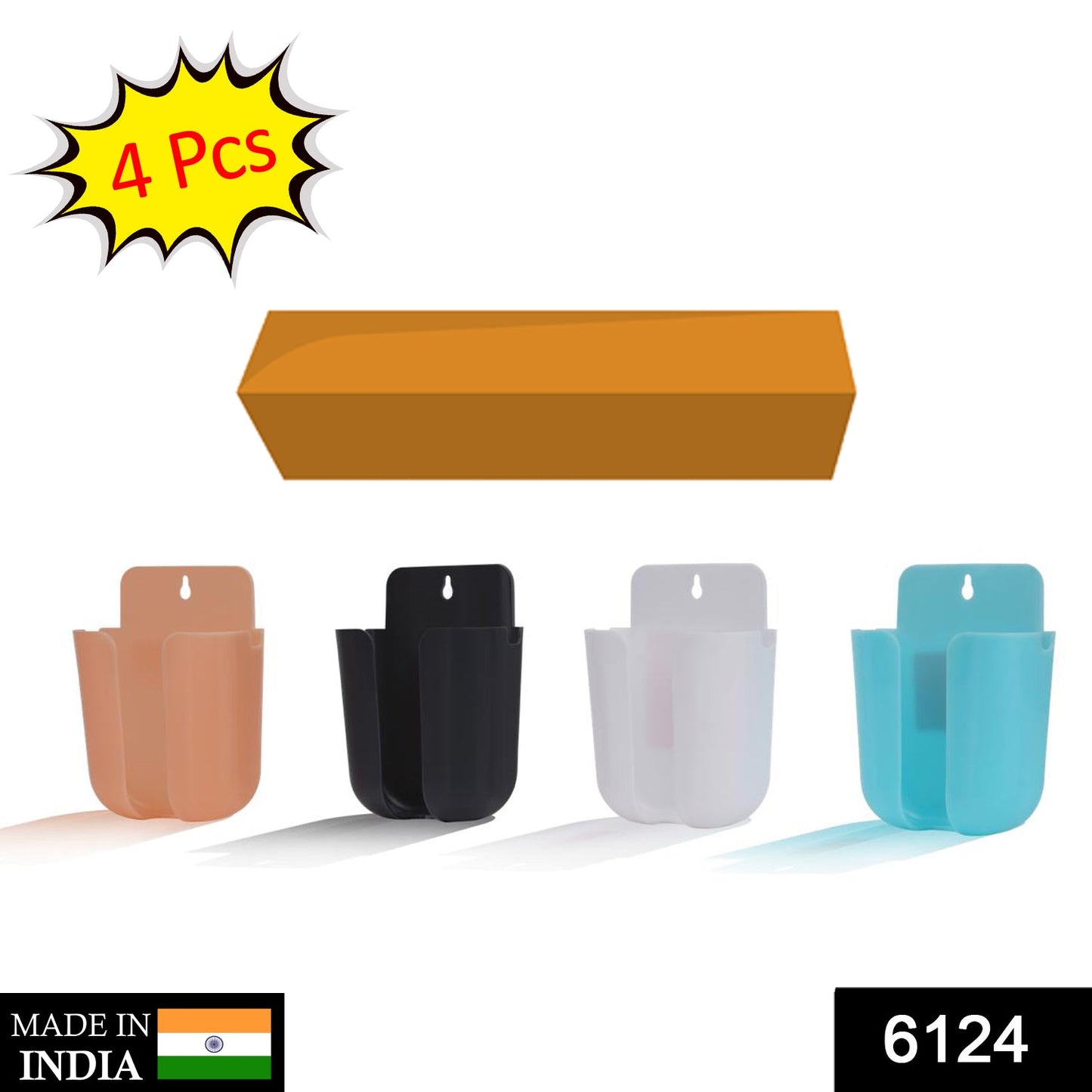 Multicolour wall mounted organizer case displayed with a smartphone.