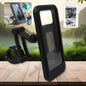 Indo Glow waterproof bike phone mount securely attached to a bicycle handlebar, showing 360° rotation.