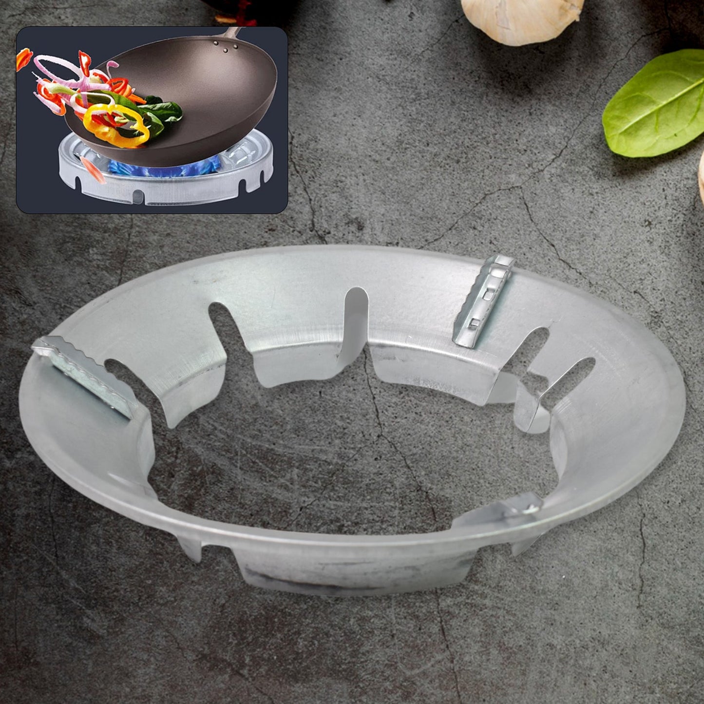 Fixorix Gas Stove Burner Stand in a kitchen setting, enhancing pot stability.