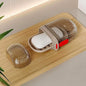 Clear plastic travel soap box with a secure lid, ideal for carrying solid soaps on trips.