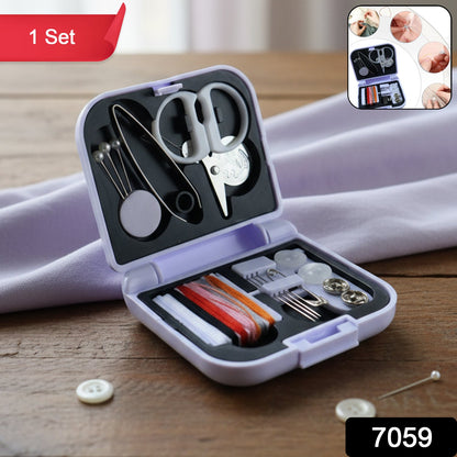 Lifestyle image showing travel-friendly compact sewing kit in use