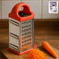7-in-1 stainless steel box grater with multiple grating surfaces and ergonomic handle