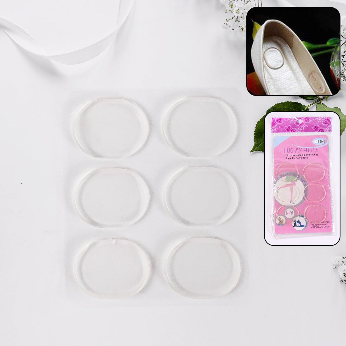 FitFuzion silicone shoe insoles heel pads set for cushioning and comfort