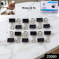 Set of 12 black metal binder clips 19mm on white background