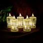 Set of five LED flameless candle lights with crystal-effect ribbed design