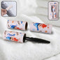 Reusable sticky lint roller set with handle and two refill adhesive rolls