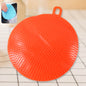 Red silicone dish scrubber for gentle non-stick cleaning