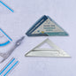 A BoltForce 45-degree triangle ruler with clear measurement markings on a workbench.