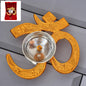 Om Symbol Brass Oil Diya with golden finish and silver-polished bowl