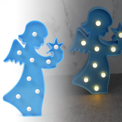 Glowing LED angel night light with a warm glow, perfect for serene room decor.