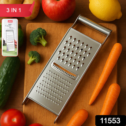 Close-up of Apex stainless steel grater and slicer blades for kitchen use