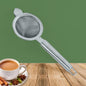 Stainless steel tea strainer with conical shape and pipe handle