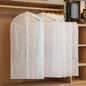Main view of breathable non-woven foldable suit cover set with full-length zipper.