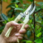 Pruning shears with sharp stainless steel blades and a comfortable handle.