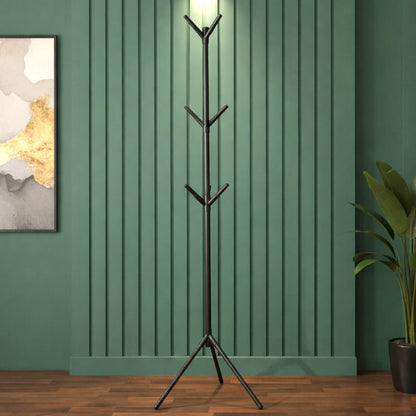 Heavy-duty metal coat rack stand with multiple hooks for coats and accessories