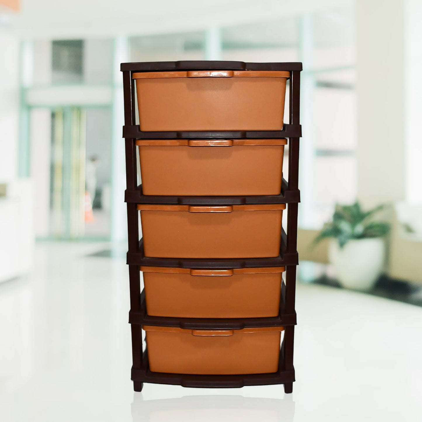 Close-up of drawer handle on Plastic Home Storage Organizer
