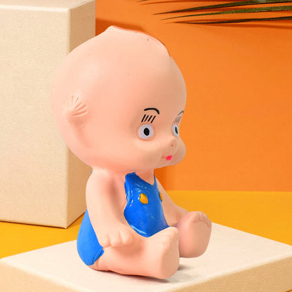 The colourful milk bottle rubber bath toy included in the Aditi squeeze toy set.
