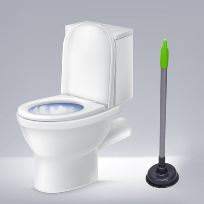 Heavy-duty toilet plunger with ergonomic handle for effective clog removal.
