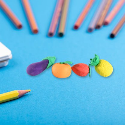 Detailed view of the colorful 3D eraser set for children, highlighting textures.